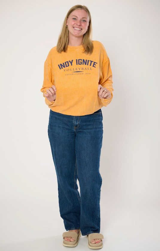 Women's Orange Corded Crew