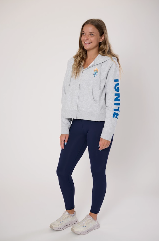 Women's Gray Cropped Full Zip Hoodie