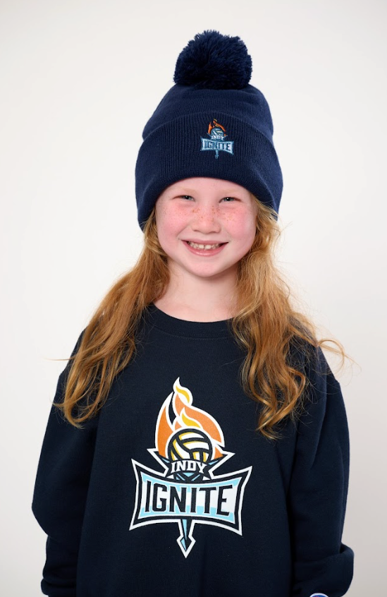 Navy Pom Beanie
