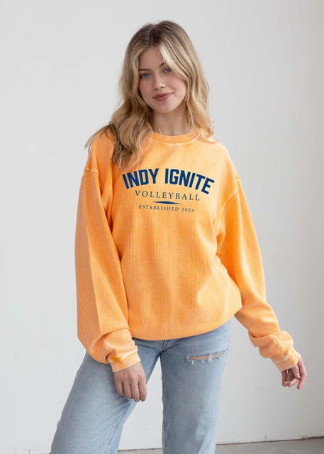 Women's Orange Corded Crew