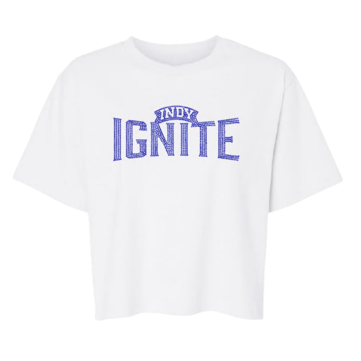 Indy Ignite Womens Wordmark Spangle Cropped T-Shirt