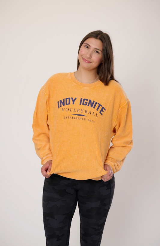 Women's Orange Corded Crew