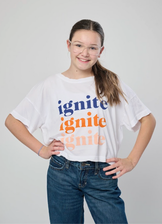 Ignite Ignite Ignite White Crop Tee