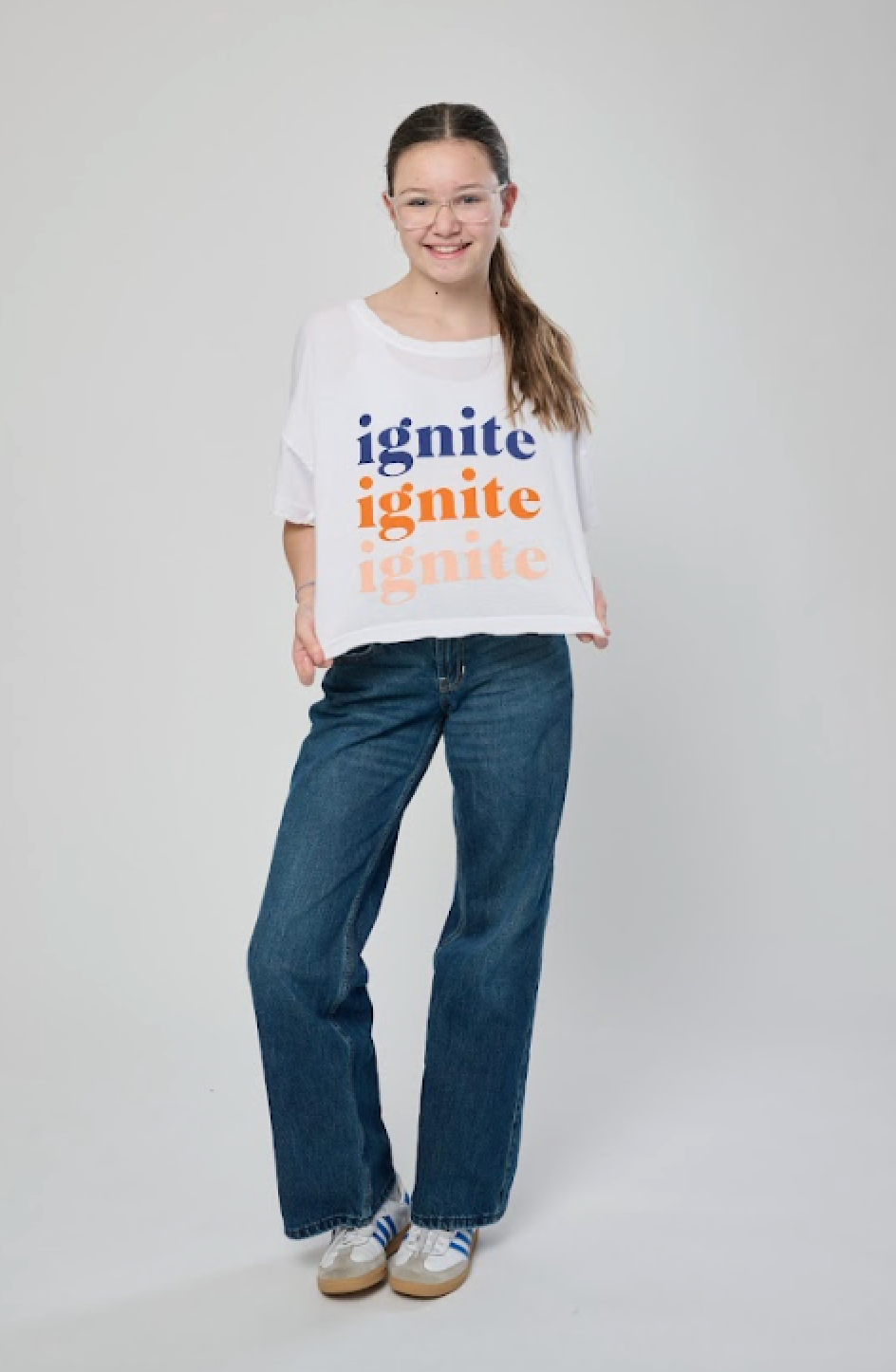 Ignite Ignite Ignite White Crop Tee