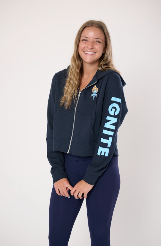 Women's Navy Cropped Full Zip Hoodie