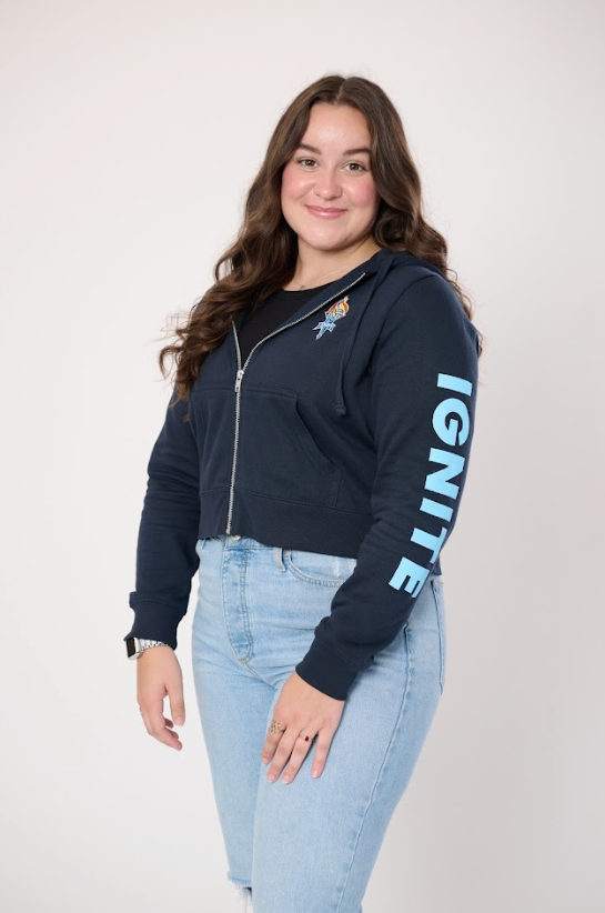 Women's Navy Cropped Full Zip Hoodie
