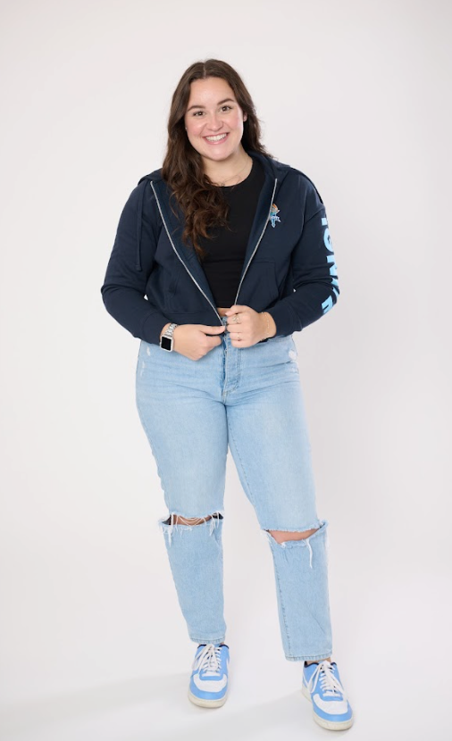 Women's Navy Cropped Full Zip Hoodie