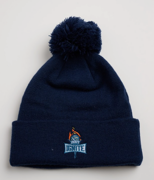Navy Pom Beanie